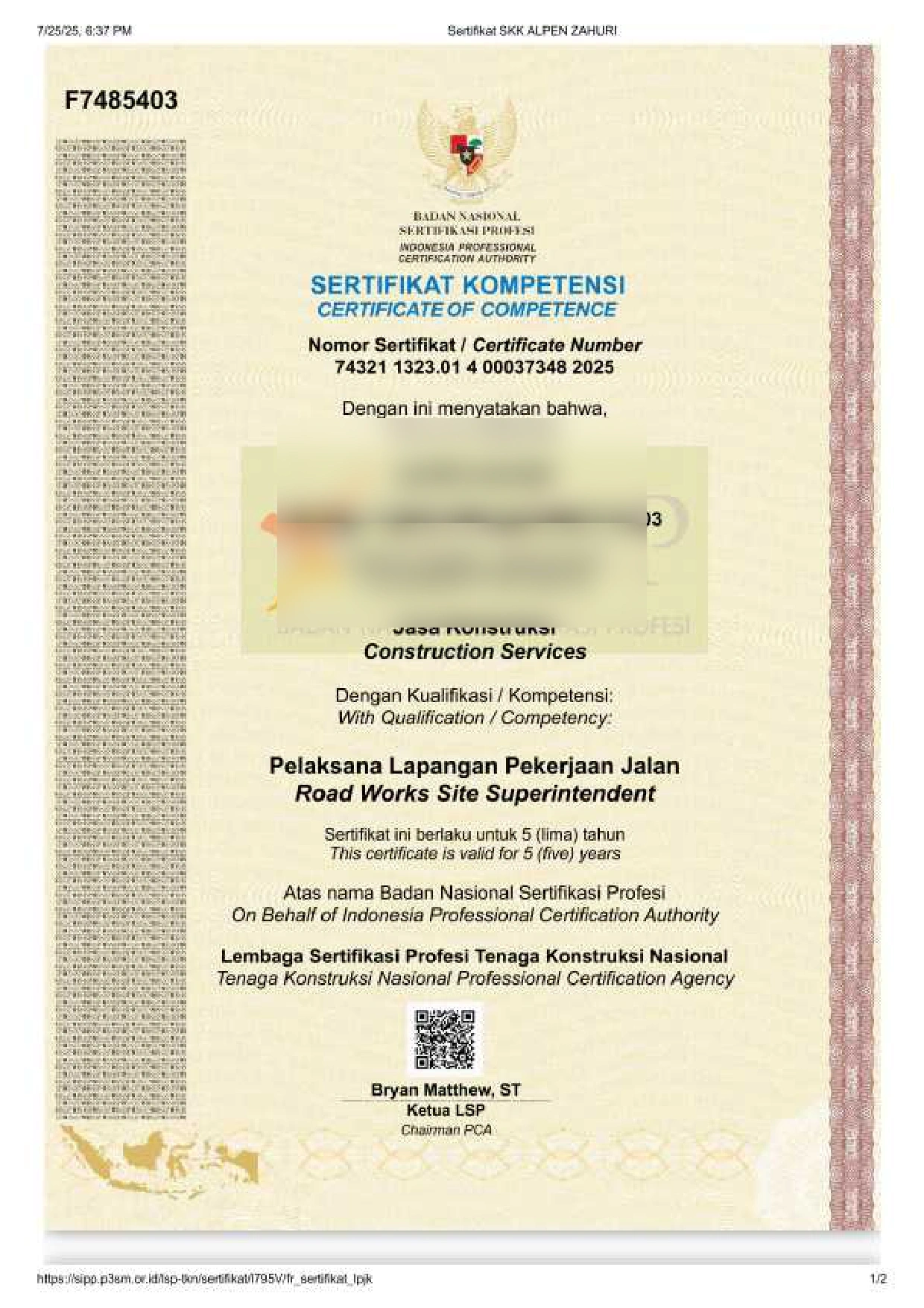 Contoh SKA K3 Konstruksi